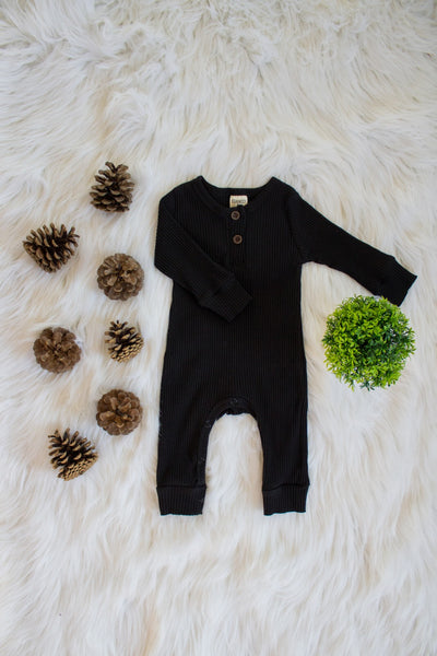 Two-Button Ribbed Romper