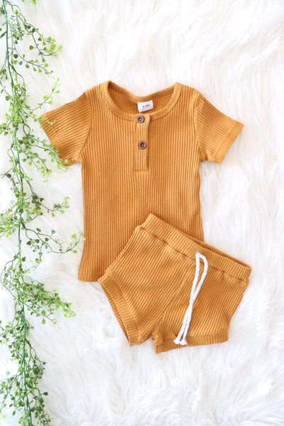 Two Piece Ribbed Shorts Set
