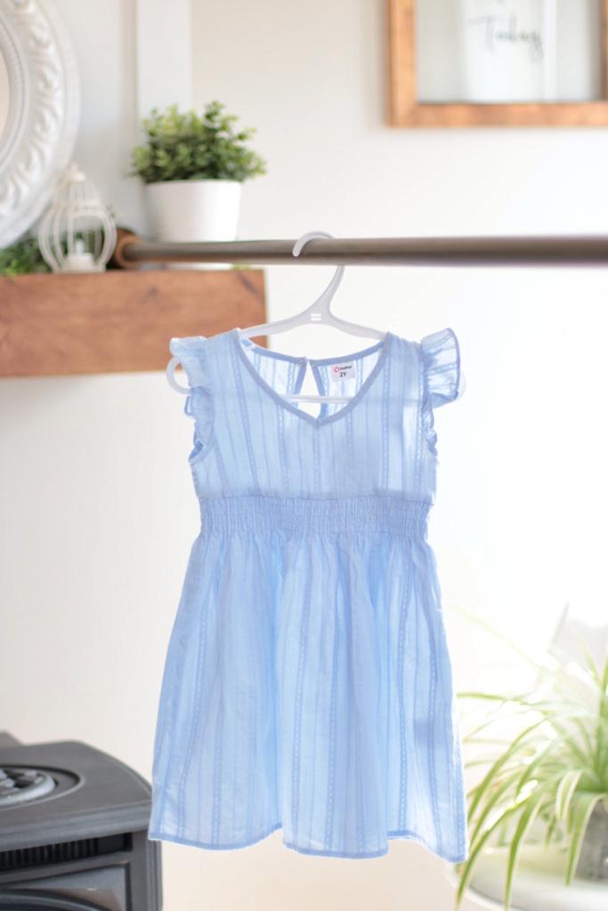 Light Blue Flutter Sleeve Dress