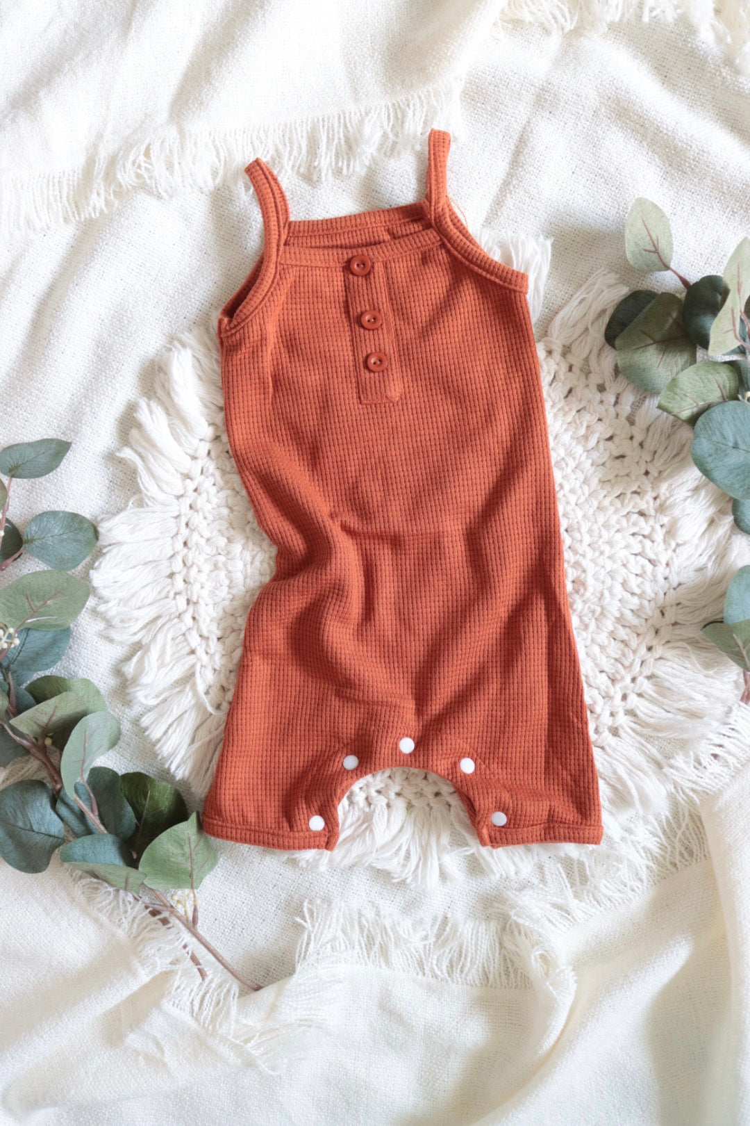 Waffle Knit Button Romper