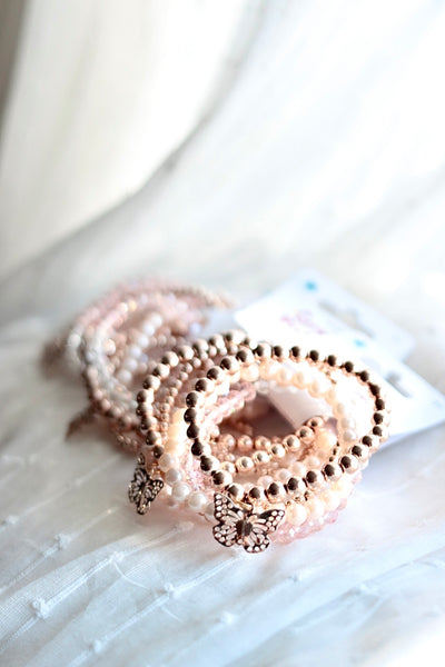 Butterfly Pearl Bracelet Set